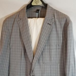 INC Londan Plaid Blazer and White Dress Pants